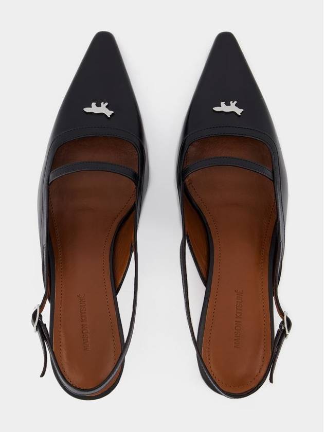 Pointy Sling Back - Maison Kitsune - Leather - Black - MAISON KITSUNE - BALAAN 4