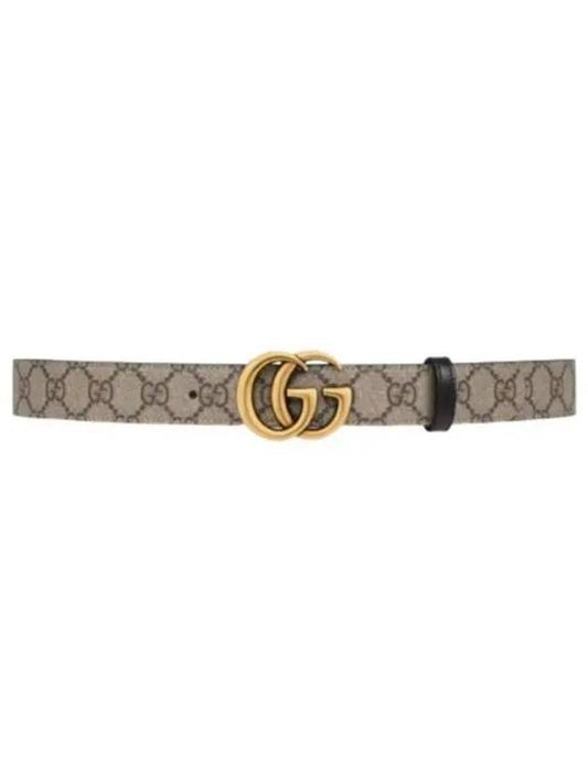 GG Marmont Supreme Canvas Leather Reversible Belt Beige Black - GUCCI - BALAAN 2