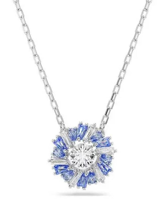 Idyllia Flower Rhodium Necklace Blue - SWAROVSKI - BALAAN 2