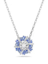 Idyllia Flower Rhodium Necklace Blue - SWAROVSKI - BALAAN 3