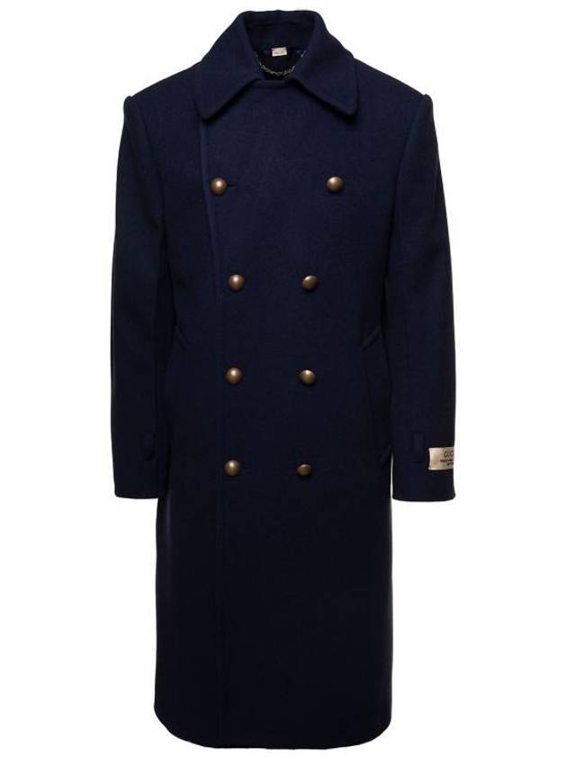 Felt Wool Double Coat Dark Navy - GUCCI - BALAAN 1