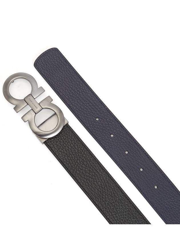 Gancini Reversible Adjustable Leather Belt Midnight Blue - SALVATORE FERRAGAMO - BALAAN 5