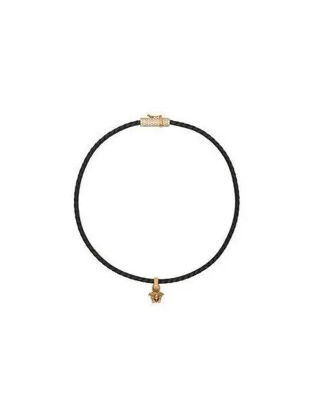 Crystal Medusa Leather Necklace Black - VERSACE - BALAAN 2