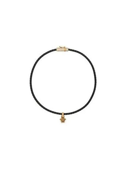 Crystal Medusa Leather Necklace Black - VERSACE - BALAAN 2