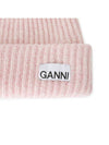 Logo Patch Knit Beanie Pink - GANNI - BALAAN 5