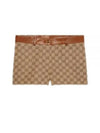 Women's Leather Trimmed GG Canvas Shorts Beige - GUCCI - BALAAN 2