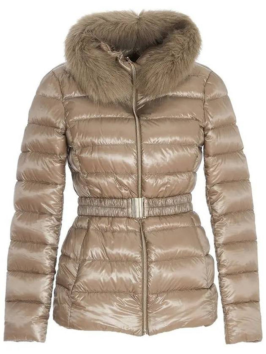 Women's Claudia Goose Down Natural Fur Padded Jacket Beige - HERNO - BALAAN 1