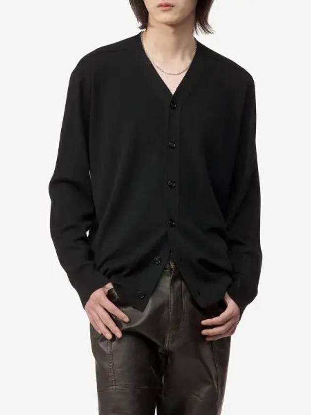 V Neck Wool Cardigan Black - BURBERRY - BALAAN 2