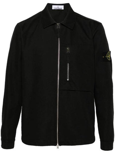 11103 Cotton Nylon Drill Overshirt Jacket Black - STONE ISLAND - BALAAN 1