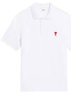 Heart Logo Polo Shirt White - AMI - BALAAN 2