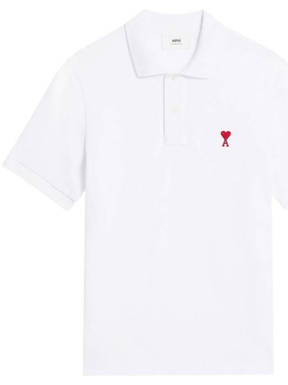 Heart Logo Polo Shirt White - AMI - BALAAN 2