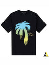 Palm Tree Printed Crewneck Classic Cotton Short Sleeve T-Shirt Black - PALM ANGELS - BALAAN 2