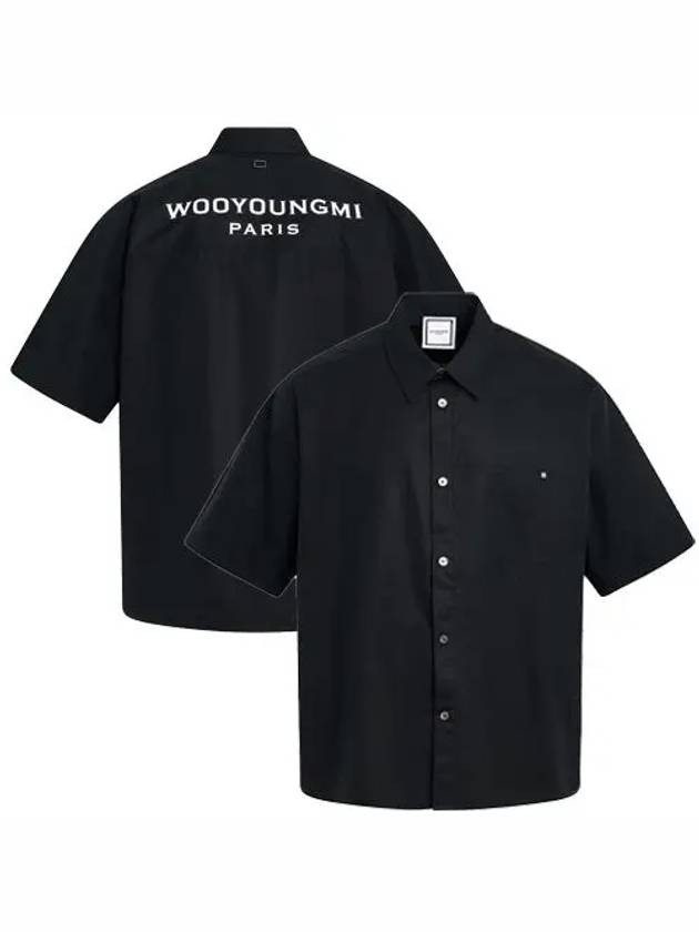 Men's Back Logo Cotton Short Sleeve Shirt Black - WOOYOUNGMI - BALAAN 2