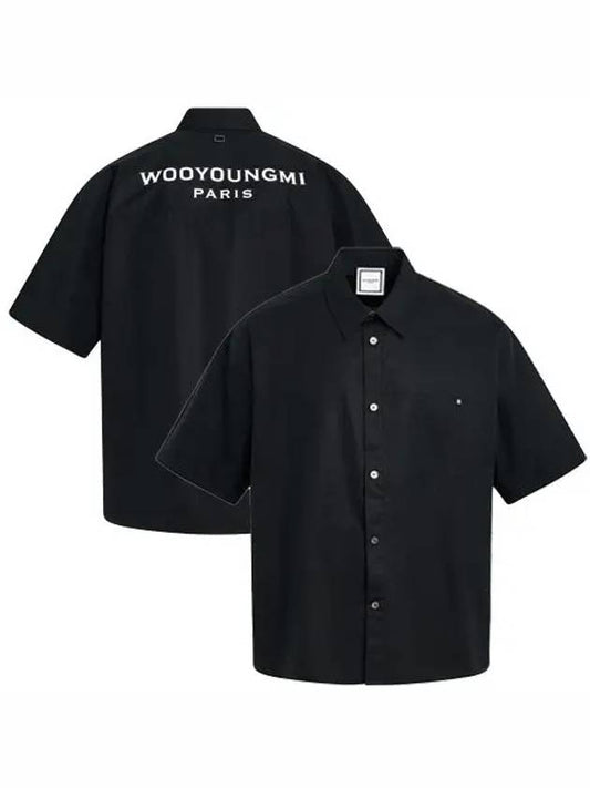 Men s Back Logo Cotton Short Sleeve Shirt Black - WOOYOUNGMI - BALAAN 2