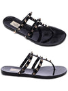 Rockstud Flat Rubber Flip Flops Black - VALENTINO - BALAAN 3