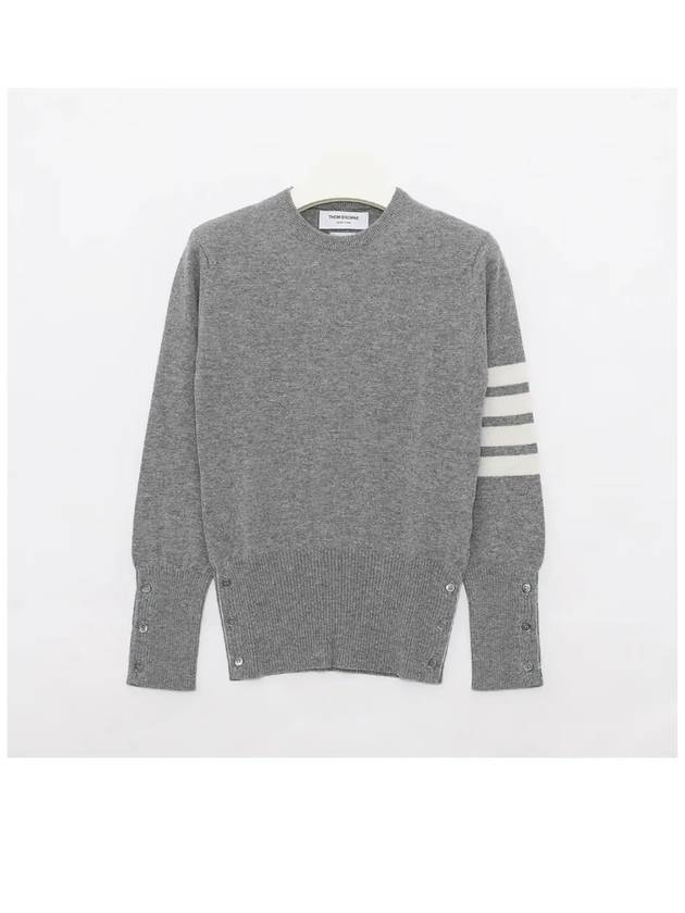 Women's 4 Bar Classic Cashmere Pullover Knit Top Light Grey - THOM BROWNE - BALAAN.