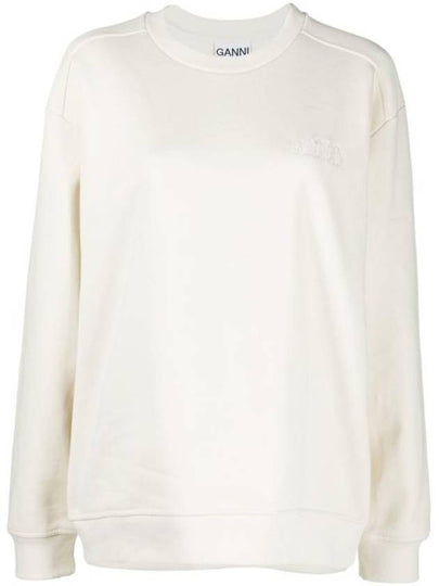 Embroidered Logo Cotton Sweatshirt Ivory - GANNI - BALAAN 2