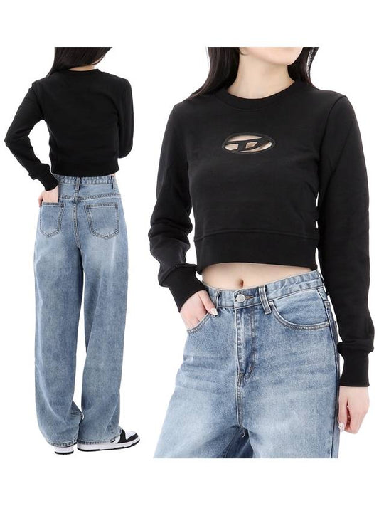 F Slimmy Cutout Logo Crop Sweatshirt Black - DIESEL - BALAAN 2