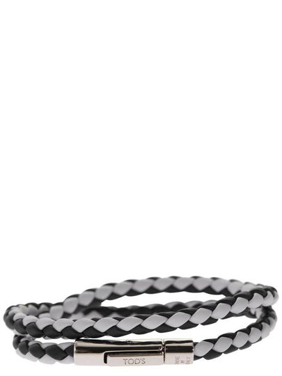 Wave Leather Bracelet Black White - TOD'S - BALAAN 2