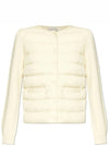 Logo Patch Mix Padded Wool Zip-Up Cardigan White - MONCLER - BALAAN 3