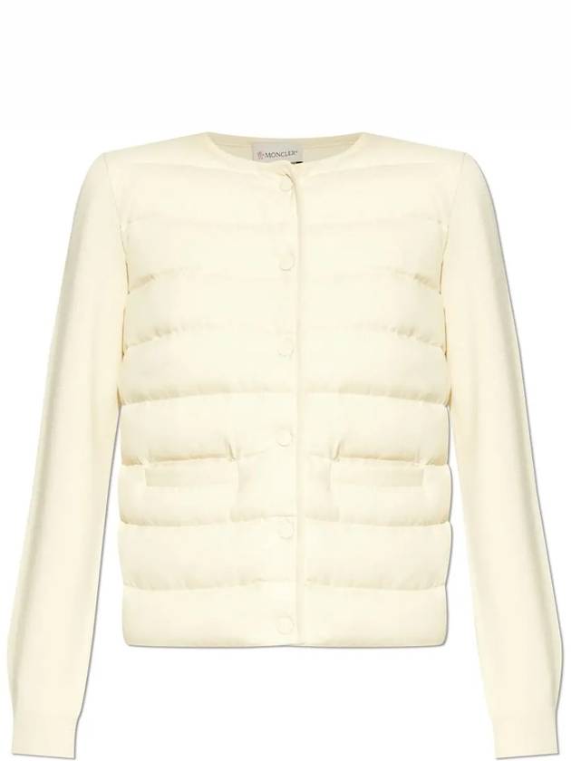 Logo Patch Mix Padded Wool Zip-Up Cardigan White - MONCLER - BALAAN 3