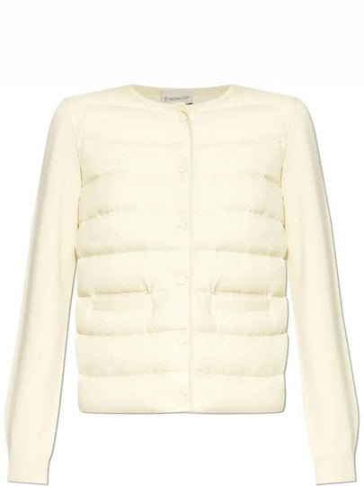 Logo Patch Mix Padded Wool Zip-Up Cardigan White - MONCLER - BALAAN 2