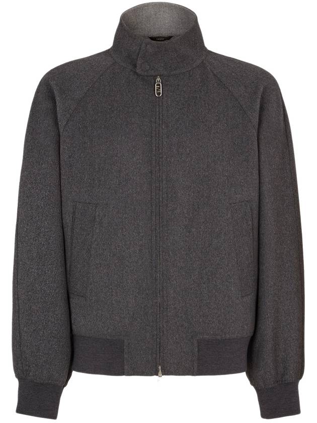 High Neck Cashmere Bomber Jacket Grey - FENDI - BALAAN 2