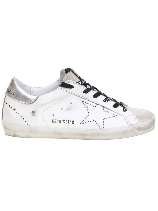 Women's Graffiti Stitch Silver Tab Superstar Low Top Sneakers White - GOLDEN GOOSE - BALAAN 1