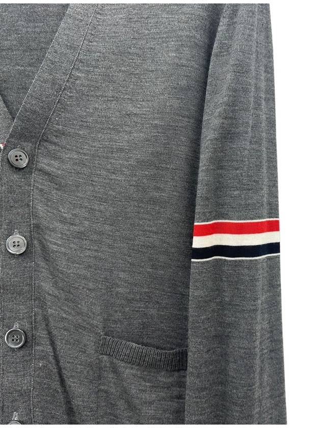 Stripe Armband Merino Wool Cardigan Grey - THOM BROWNE - BALAAN 4