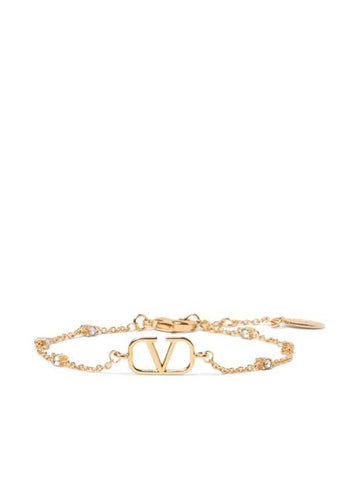 Signature Metal Swarovski Crystal Bracelet Gold - VALENTINO - BALAAN 1