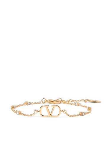 Signature Metal Swarovski Crystal Bracelet Gold - VALENTINO - BALAAN 1