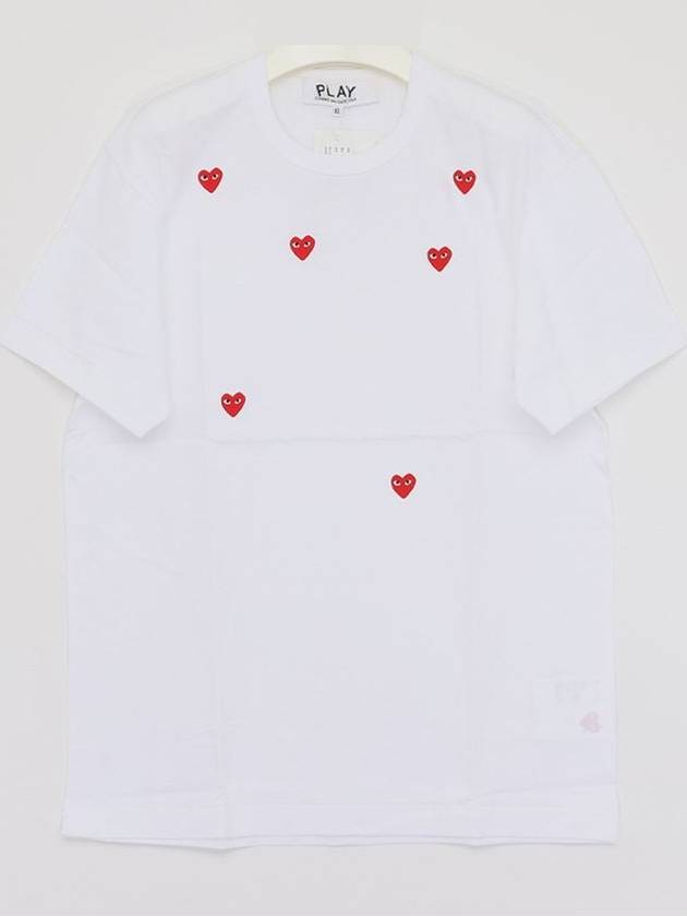 P1T3383 WHITE Manny Red Heart Short Sleeve T Shirt - COMME DES GARCONS - BALAAN 3