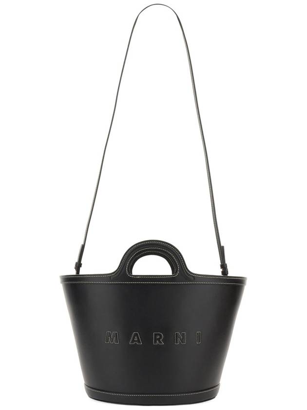 Tropicalia Small Leather Tote Bag Black - MARNI - BALAAN 3