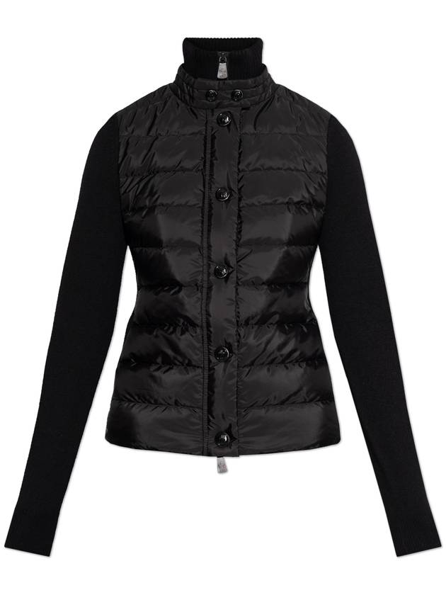 Padded Wool Cardigan Black - MONCLER - BALAAN 2