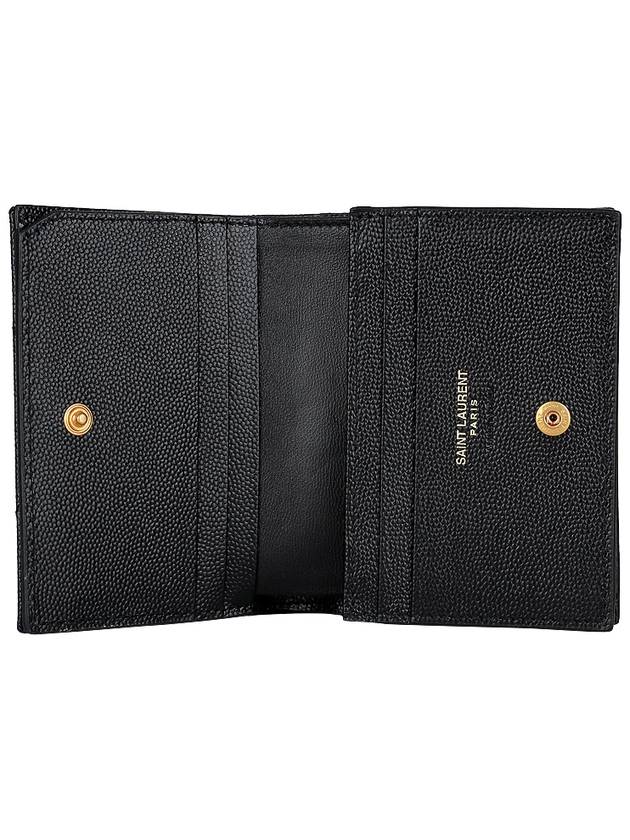 Monogram Caviar Leather Flap Card Wallet Black - SAINT LAURENT - BALAAN 7