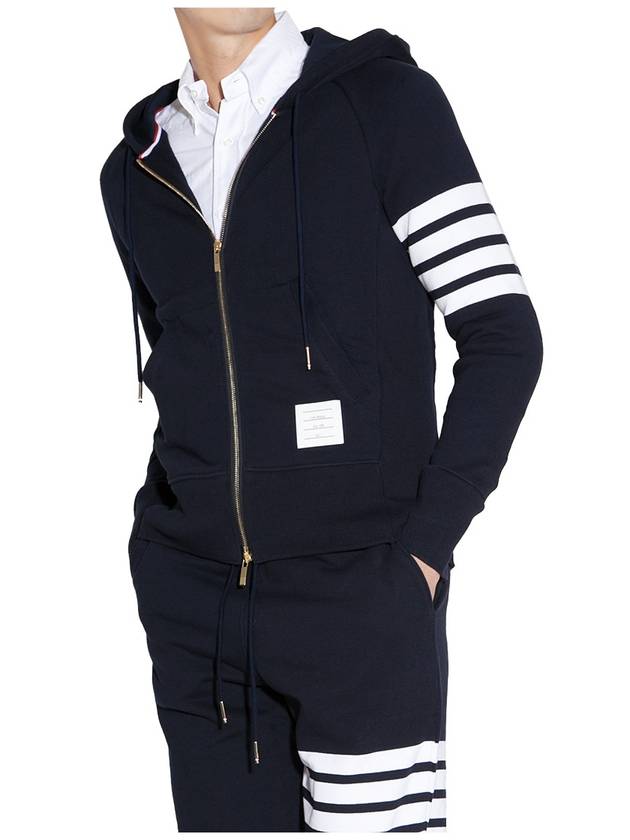 Engineered 4 Bar Diagonal Zip Up Hoodie Navy - THOM BROWNE - BALAAN 4