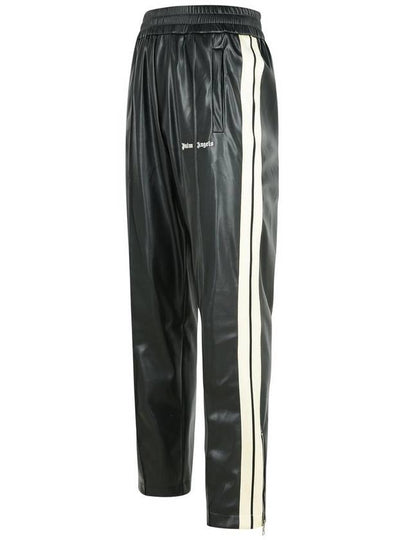 Palm Angels 'Track Leather' Black Polyester Blend Pants - PALM ANGELS - BALAAN 2