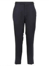 Tab Wool Turn-Up Straight Pants Navy - THOM BROWNE - BALAAN 2