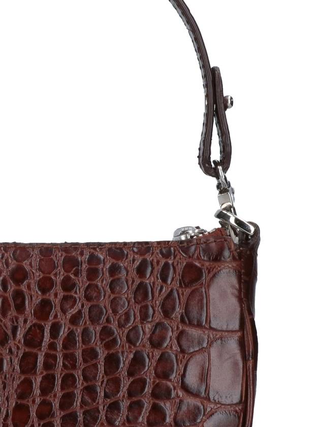 Mini Rachel Crocker Embossed Leather Shoulder Bag Nutella - BY FAR - BALAAN 5