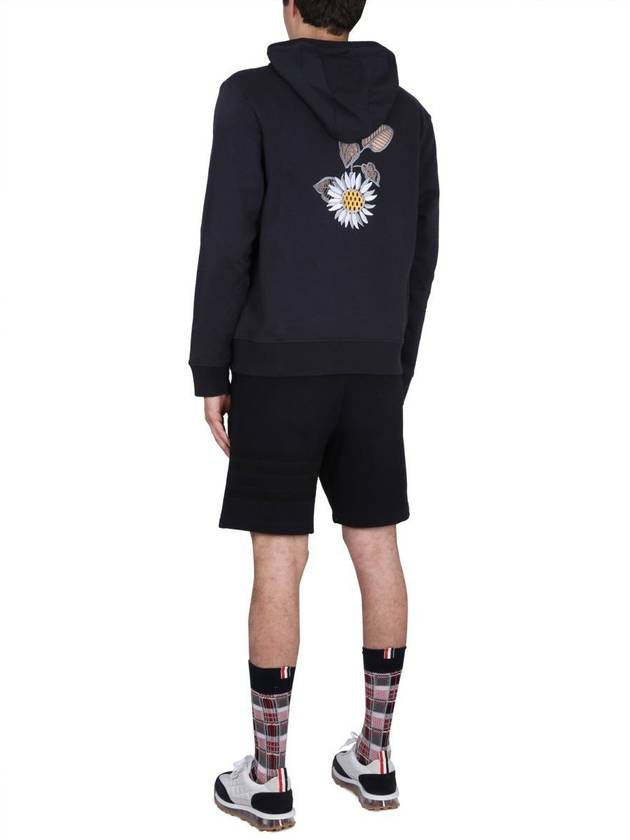 Loopback Broderie Anglaise Relaxed Cotton Hoodie Navy - THOM BROWNE - BALAAN 3