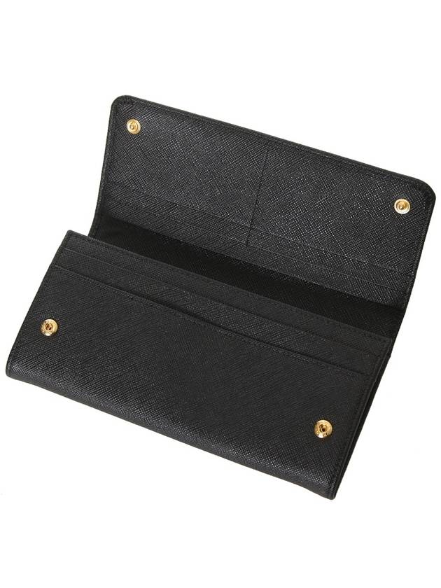 Metal Logo Saffiano Long Wallet Black - PRADA - BALAAN 5