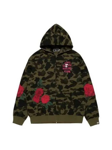 Anti Social Club Bape Camo and Rose Hoodie Green - ANTI SOCIAL SOCIAL CLUB - BALAAN 1