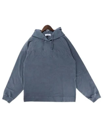 Men's Garment Dyed OLD Treatment Cotton Hoodie Blue - STONE ISLAND - BALAAN 2