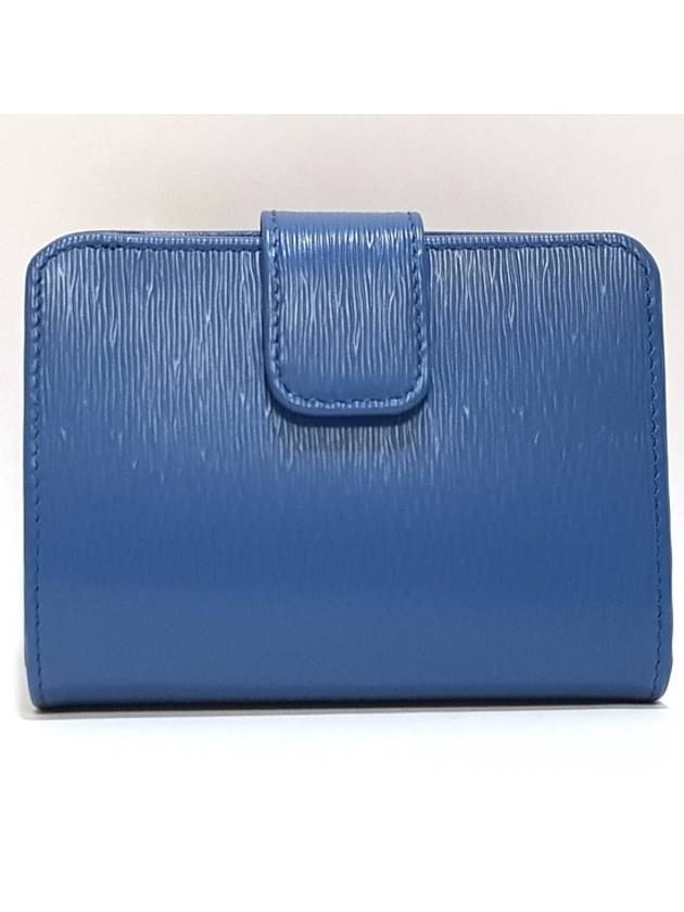 Vitello Gold Logo Half Wallet Blue - PRADA - BALAAN 3