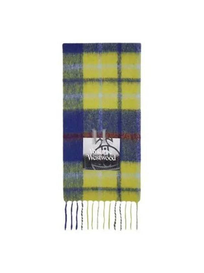 Tartan Check Alpaca Wool Muffler Blue - VIVIENNE WESTWOOD - BALAAN 2