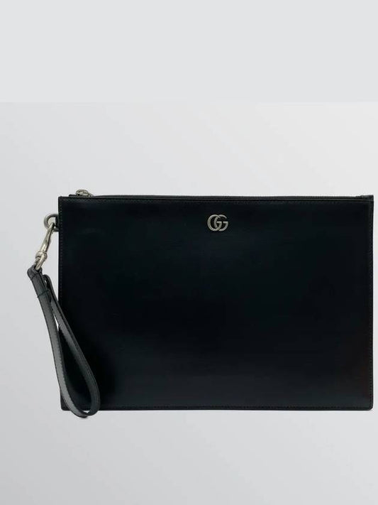 GG Marmont leather strap clutch bag black - GUCCI - BALAAN 2