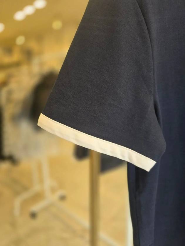 Asymmetric Hem Short Sleeve T-Shirt Navy - THOM BROWNE - BALAAN 5