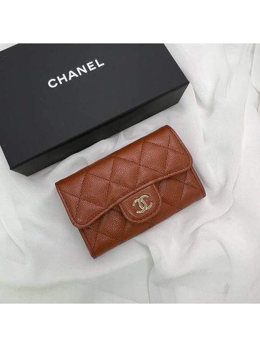 Card wallet snap chocolate brown gold classic caviar AP0214 - CHANEL - BALAAN 1