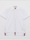 Classic Pique Center Back Stripe Relaxed Fit Short Sleeve Polo Shirt White - THOM BROWNE - BALAAN 2