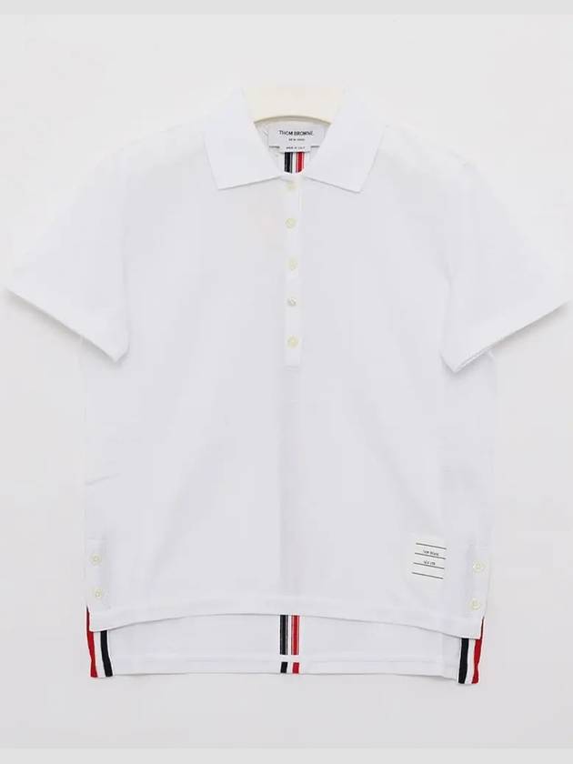 Classic Pique Center Back Stripe Relaxed Fit Short Sleeve Polo Shirt White - THOM BROWNE - BALAAN 2